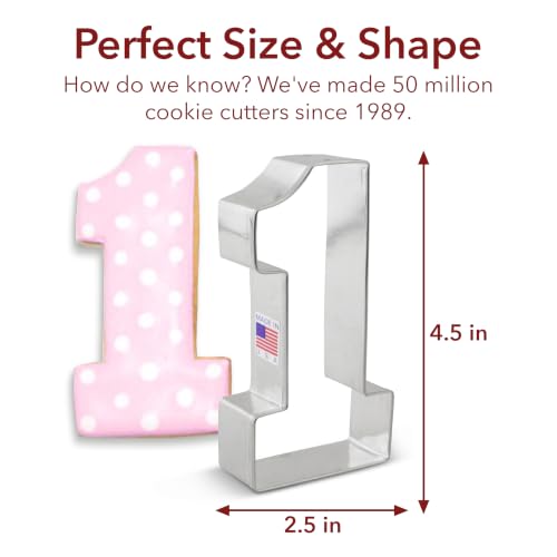 Ann Clark Large Number One #1 Cookie Cutter, Large 4.5" Made in USA - size: 4.4"
