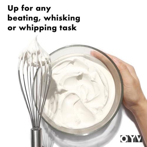 OYV 8" Small Whisk, 18/10 Stainless Steel Whisk, Ergonomic Handle - size: 8 inch silver