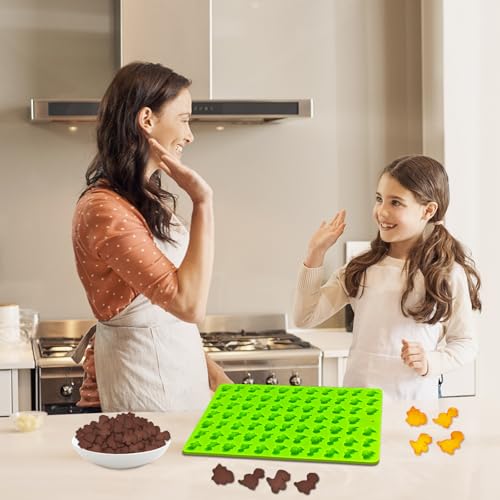 2 PCS Gummy Dinosaur Candy Molds Silicone, 152 Cavity Dinosaur Mini Silicone Mold for Chocolate, Fondant, Candy, Biscuits, Cookie, Jelly,Ice Cube and Dog Training Commands Concept - style: Mini Dinosaur