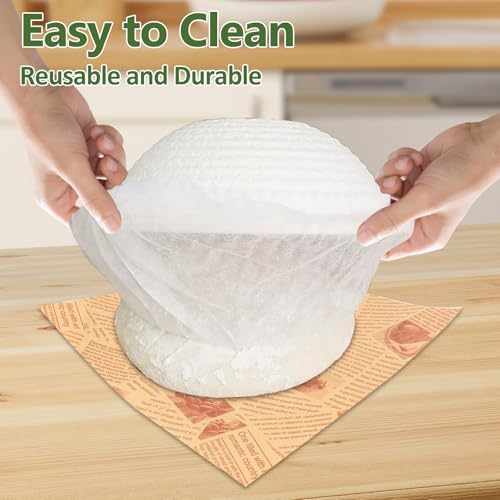 200 Pack Banneton Bread Proofing Basket Liner,21" Bread Bowls Liner Non-Stick Dough,BPA-Free Non Woven Sourdough Bread Basket Liners,Elastic Banneton Liners for Prevents Dough from Sticking to Basket