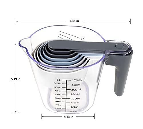 15-Pc Stackable Measuring Cups and Mini Spoons Set with Lid - color: 15 Piece