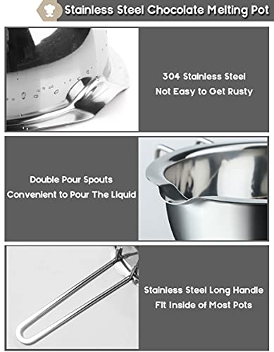 1000ML/1QT Double Boiler Chocolate Melting with 2QT 304 Stainless Steel Pot - size: 1000ml+2200ml