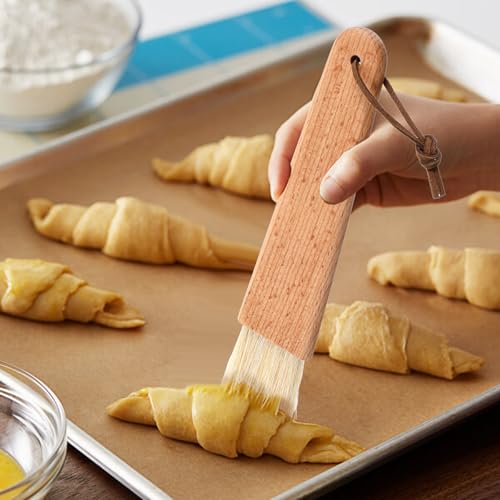 Pastry Brush with Beech Wood Natural Boar Bristle for Cooking - size: 7.48 x 1.57 inch