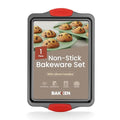 Nonstick Cookie Sheet Pan Carbon Steel Oven Tray Sheet Pan with Red Silicone Handles -Medium Bakeware Pan Tray with Gray Coating Inside & Outside - color: Black, size: Medium