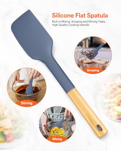 Badiano Silicone Heavy-Duty Spatula, Rubber Scraper for Nonstick Cookwares - color: GLAUCOUS