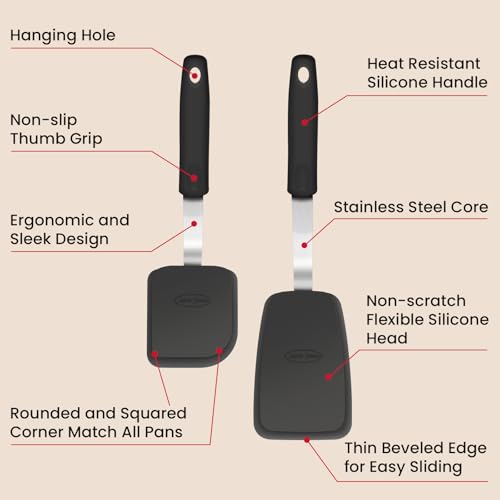 Unicook 2-Piece Small and Mini Silicone Spatula Set for Cooking and Baking