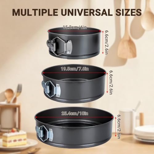 CARGEN Baking Pans Set of 3 Springform Pan for Cheesecake, 6" 7.6" 10" Size