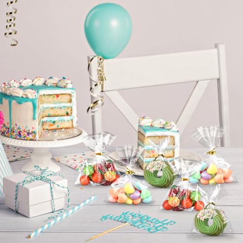 200Pcs Cookie Bags 3x3 Inches Cellophane Bags Self Adhesive Resealable Self Sealing Clear Cookie Bags with Twist Ties for Cookies Party Favors Bag - size: 3x3 Inches