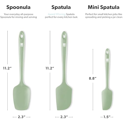 DI ORO Silicone Spatula Set - 600F Heat Resistant, 3-Pc Sage - color: Sage
