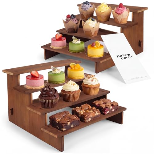 Bake Choice 2 Set Wooden Cupcake Stand, Tiered Risers Display Stands, M - size: M
