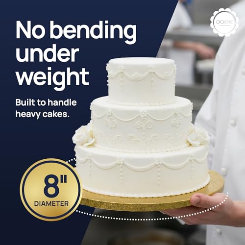 Round Cake Drum Board, Gold Foil, 8 Inch, 1/2" Thick, 5 Pack - color: Gold, size: 8"