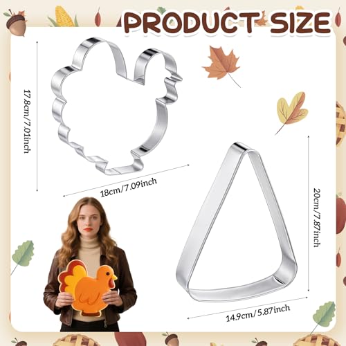 Teenyyou 2pcs Extra Large 8" Thanksgiving Cookie Cutter, Candy Corn, Turkey - style: Candy Corn and Turkey