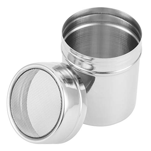 1Pcs Powdered Sugar Shaker Duster, Stainless Steel Dusting Powder Container, Fine Mesh Shaker Powder Cans with Lid, S