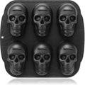 HKNMTT Skull Silicone Baking Pan for Halloween Pizza Cake, 6 Cavities 3D Large Molds, Nonstick Skeleton Head for Soap Ice Tray Oven Safe - style: Skull 1PC