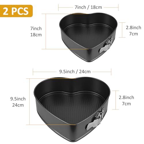 2 Pcs Heart Shaped Springform Pan 7/9 Inch