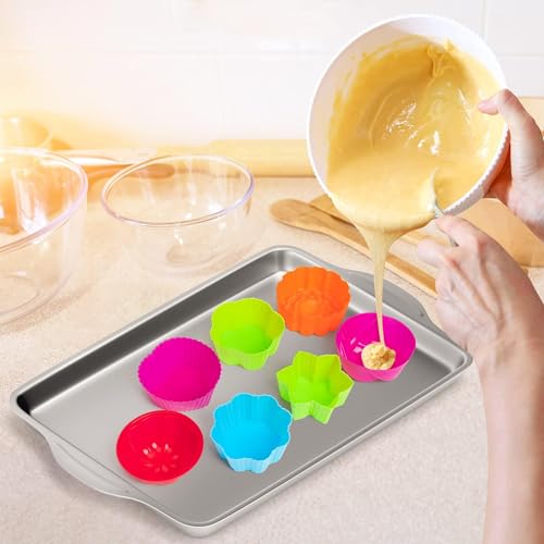 R HORSE Multi Flower-Shaped Silicone Cupcake Molds, 42PCS - color: Flowers