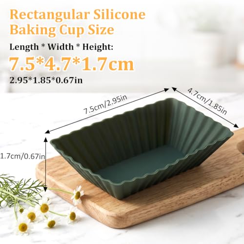 12 Pack Silicone Baking Cups, 4 Colors Rectangular Silicone Muffin Liners - color: Neutral Colors