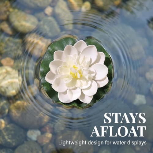 4 Pcs Artificial Floating Foam Lotus Flower with Water Lilys Pad Ornanments,Lifelikes Fake Lotus Flowers for Patio Pond Pool Fish Tank Aquarium Home Garden Special Decoration Outdoor Décor