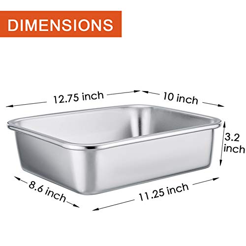 P&P CHEF Stainless Steel Lasagna Pan, Rectangular Baking Pan 12.7" Lx3.2 H - size: 12.7" L x 3.2" H