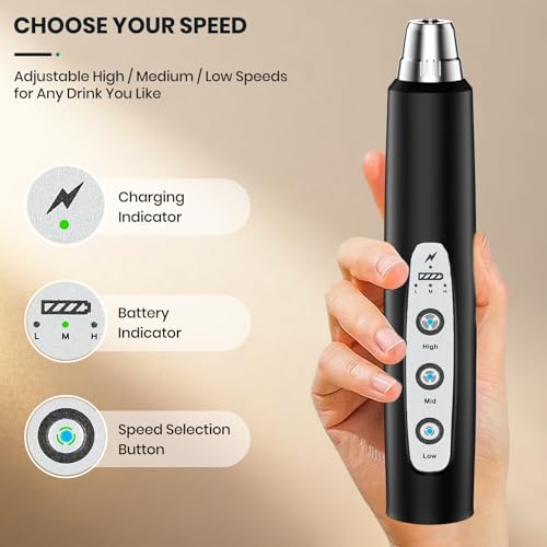 Colarlemo Milk Frother Handheld Rechargeable with Stand, Frother Wand Drink Mixer Electric Whisk for Coffee, Detachable With 3 Stainless Whisks, Hand Mixer for Lattes, Cappuccino, Matcha, Egg, Black - color: Black, style: with stand