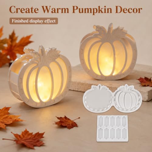 3D Pumpkin Resin Molds Silicone Crafting Kit Shadow Box Lantern - color: pumpkin-2