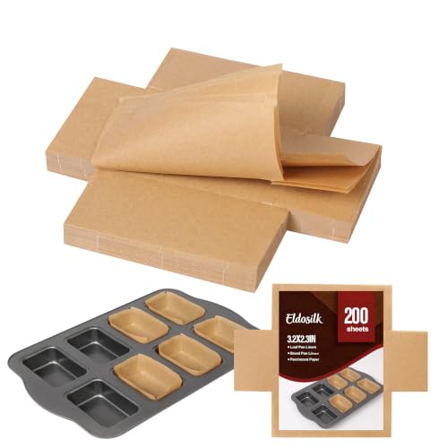 200Pcs Mini Loaf Parchment Liners 3×2 Inch - size: 3x2 inches - 200 pieces Paper