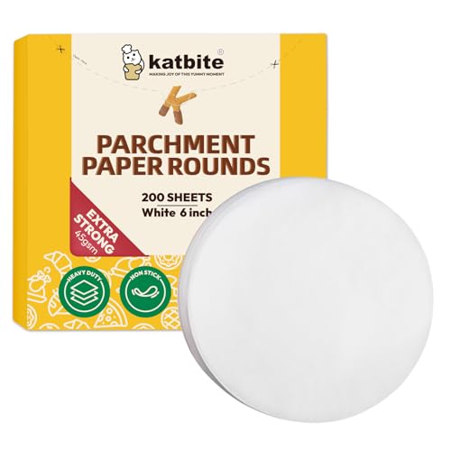 Katbite Unbleached Parchment Paper Rounds, Heavy Duty, White, 6 Inch 200Pcs - color: White, size: 6inch