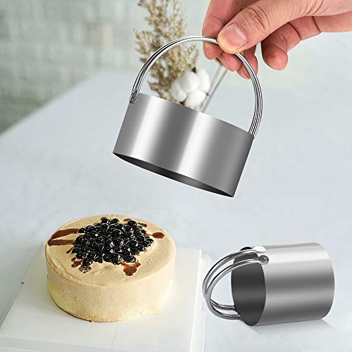 5 Pieces Cookie Cutters Round Cutters Stainless Steel Biscuit Cutter with Handle in Graduated Sizes Round Shape Molds - size: 5 Sizes With Handle