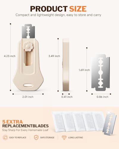 Bread Lame Sourdough Scoring Tool, Dual Sided Magnetic Bread Knife - color: Cream