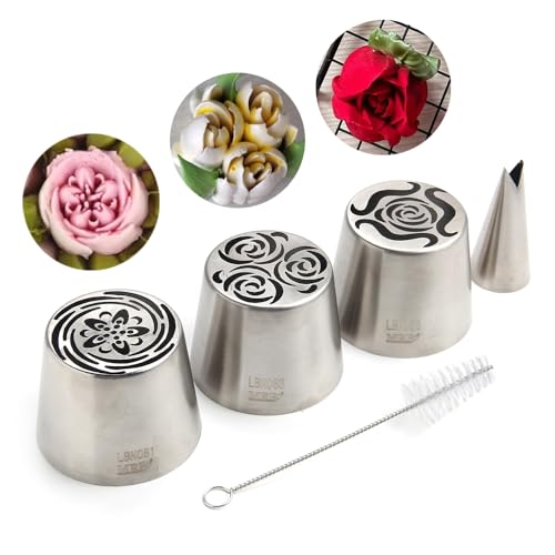5 Pieces Stainless Steel XXL Russian Icing Nozzle Kit for Baking - color: SILVER SET11