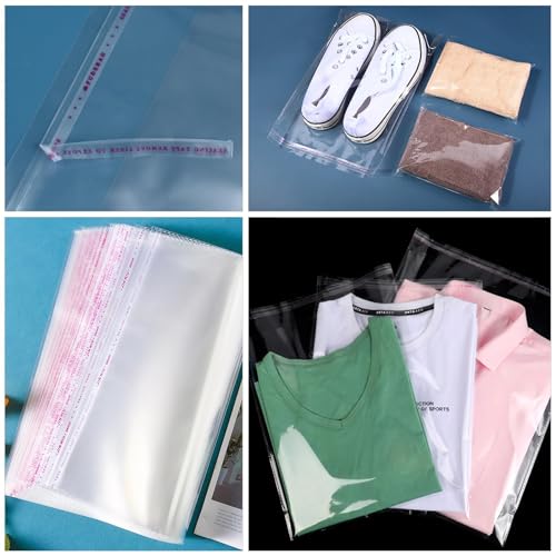 8" x 10" Resealable Cellophane Bags 300 pcs Self Sealing Clear Bags for Packaging Self-adhesive Cello Bags for Jewelry, Cards, Photos, Envelopes, Gifts, Bakery, Candies and Cookies, 300 ct in Bulk