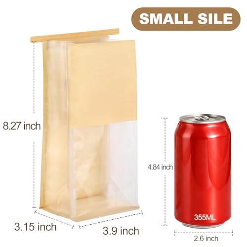 BagDream Small Cookie Bags 3.9x3.1x8.2 Inch Tin Tie Closure 50 Pack Brown