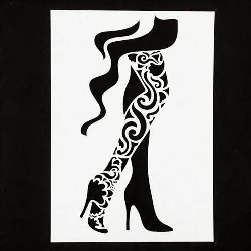 TIAMECH A4 Reusable High Heel Shoes Stencil for Painting - style: High Heel Shoes