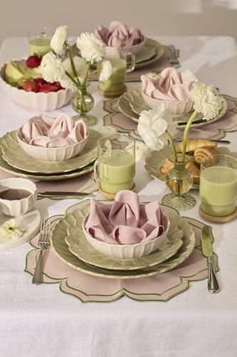 Lenox French Perle Scallop Matcha Stoneware 12-Piece Dinnerware Set for 4 - color: Matcha, style: 12 Piece Dinnerware
