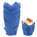 50 Pcs Blue Tulip Cupcake Liners for Baking, Muffin Liners - color: Blue