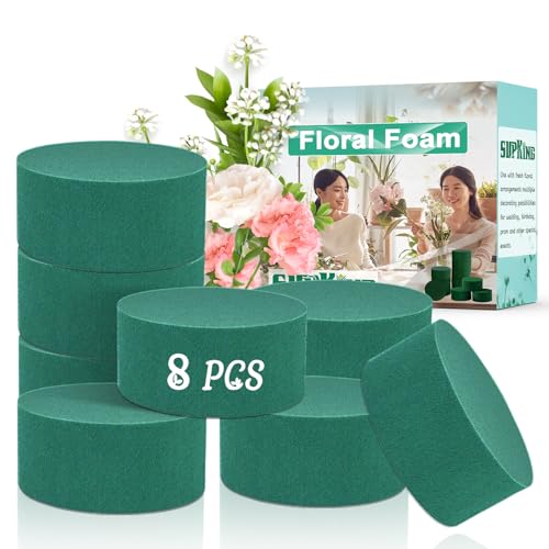 SupKing 8 Pcs Floral Foam Blocks 3.15" Round Green Wet Dry Flower Foam Florist Plant Foam for Fresh Artificial Flower Arrangements - size: 3.15 inch