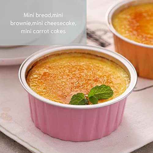 Mini Aluminum Foil Cupcake Baking Cups with Lids (40pcs, 5oz) Round Cupcake Foil Liners Tart Pie Tin Pan Holder - Disposable Mini Cake Containers Flan Molds for Pudding, Souffle, Party, Wedding - color: Black