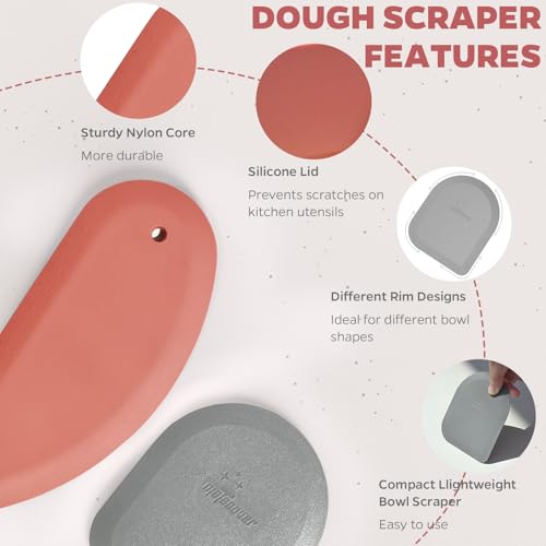 Silicone Bowl Scraper & Plastic Dough Scraper for Bread Dough, Kitchen Use - color: Red