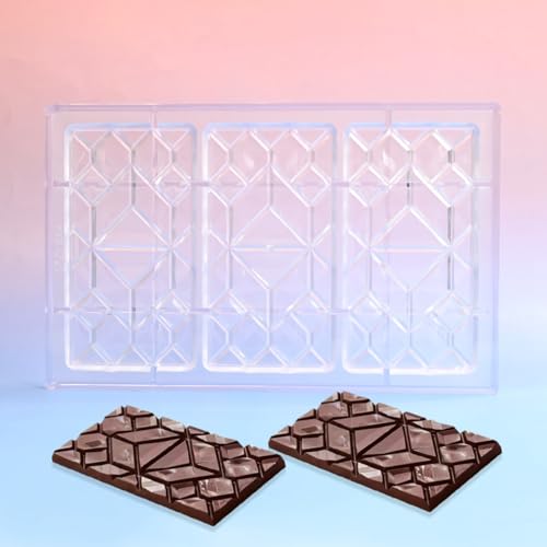 Polycarbonate Chocolate Molds Rectangle Shape 3D Pattern Chocolate Bar Mold 3 Pack Durable & Flexible Candy Moulds for Homemade Chocolates, Baking & Desserts - BPA-Free (E_ Rectangle) - size: E_ Rectangle