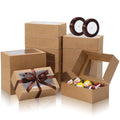 COTOPHER 30Pcs Cookie Boxes with Ribbons, 9x6x3 Inch Brown Bakery Boxes - color: Brown