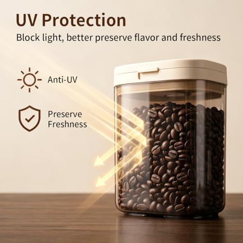 Airtight Food Storage Container with Magnetic Scoop & Built-in Leveler, 1200ML Coffee Storage Container with Date Tracker, BPA Free UV Blocking Food Container for Coffee Beans, Ground Coffee, Tea - color: 1200 ML