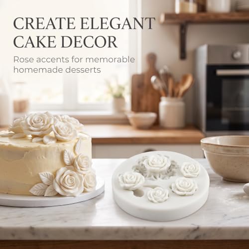 White Dessert Mold Food Grade Mini Rose Flower Teapot Mold Durable, Fondant and Gum Paste Molds,Candy Making Supplies