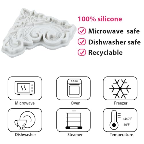 Baroque Corner Fondant Mold Scroll Lace Silicone Molds Set of 2 - color: Style B