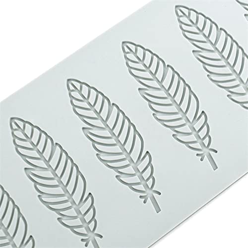 Chocolate Silicone Molds 3D Hollow Feather Leaf Fondant Mold Geometric Shaped Candy Mold Cupcake Cake Topper Sugar Craft Cake Decoration (C_13.4 * 3.92 * 0.12inch) - size: C_13.4*3.92*0.12inch