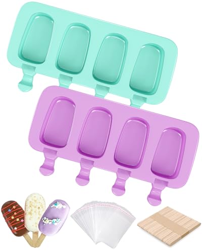Ouddy Life Popsicle Molds Set of 2, Ice Pop Molds Silicone Cake Pop Mold - color: Purple, Green