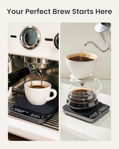 RENPHO Espresso Scale with Timer, Rechargeable, 0.1g Accuracy, 3kg - color: Black-coffee scale
