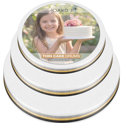 1/4" Thick Cake Drum 8 + 10 + 12 Inch (12 Pack) White, Silver, Gold, Black - color: White + Silver + Gold + Black, size: 8"+10"+12" (12 Pack)