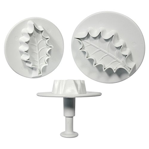 PME Veined Holly Leaf Plunger Cutters, X-Large, 2X-Large and 3X-Large Size, Set of 3 - size: X-Large, 2X-Large and 3X-Large Size
