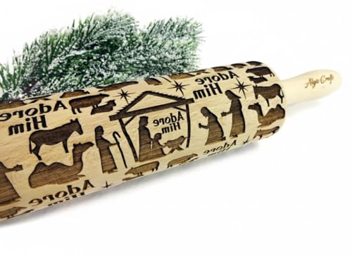 NATIVITY EMBOSSING ROLLING PIN for GINGERBREAD COOKIES for CHRISTMAS