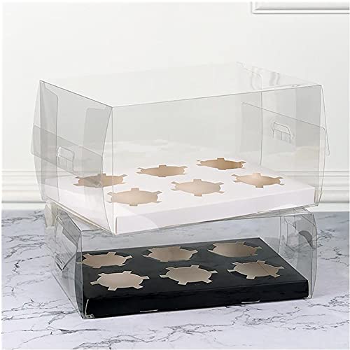 10 Gift Boxes Transparent Cake Boxes ，6 Holes Inserts Cupcake & Dessert Boxes | Tall Transparent Cupcake Box | Insert in White,orBlack | Fits Muffin & Cupcakes Cases（9.4"x 6.7" x 3.9" ） (white)